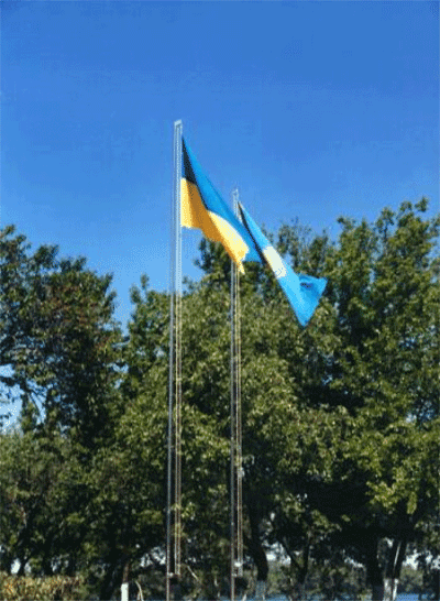 Flags on flagstaffs