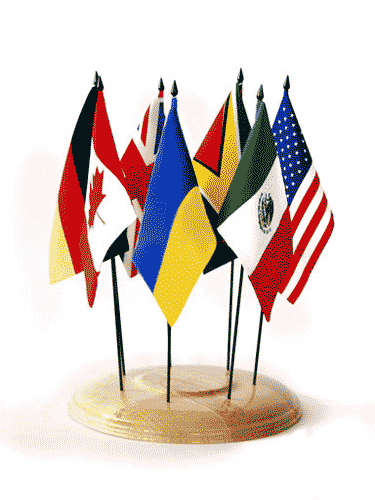 Table pedestal with small flags